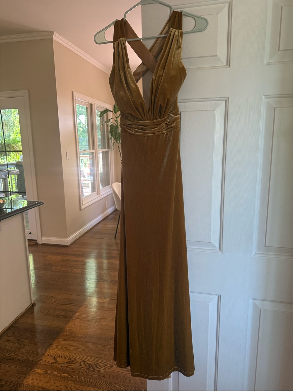 Revelry Golden Brown Velvet Evening Gown or Bridesmaid Dress (2)
